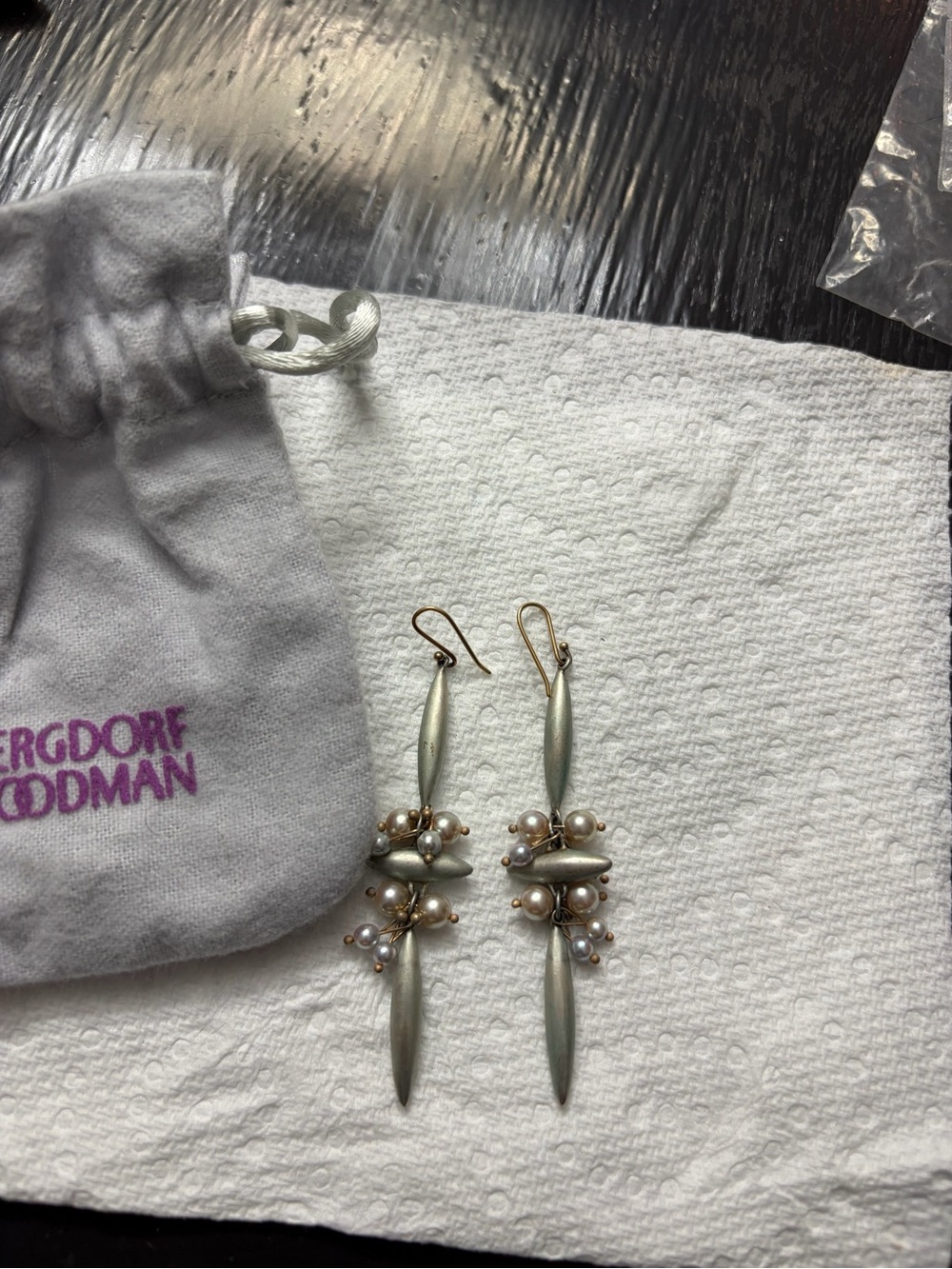 Bergdorf Goodman Silver-Tone Pearl Cluster Drop Earrings